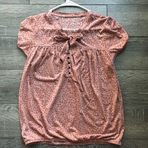 Ann Taylor LOFT Pink polka dot blouse